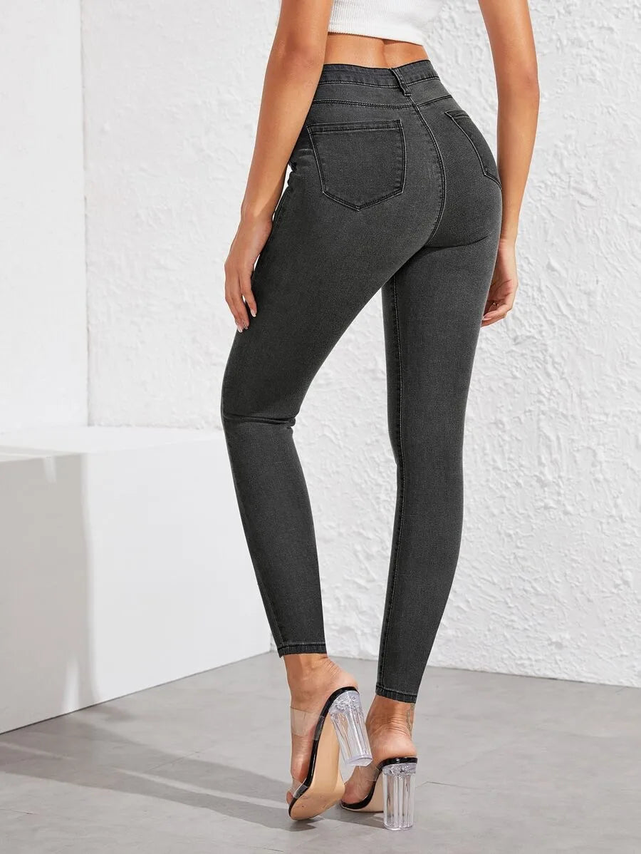 Dark wash skinny jeans Grey Periwinkley Shop