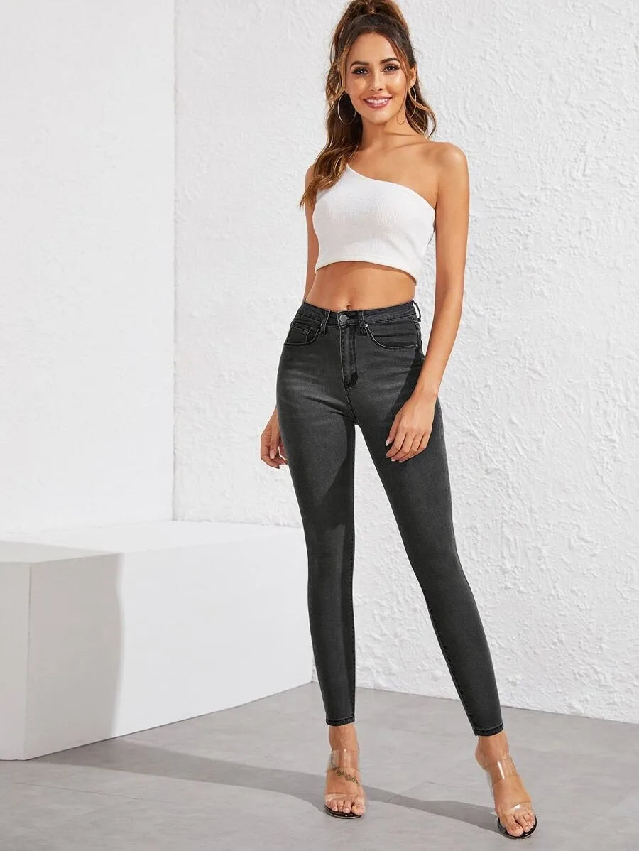 Dark wash skinny jeans Grey Periwinkley Shop