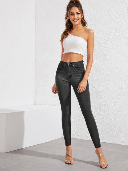 Dark wash skinny jeans Grey Periwinkley Shop