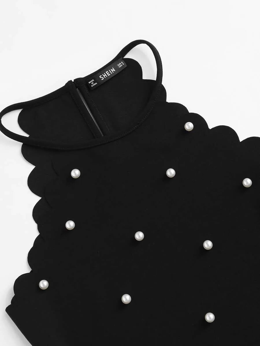 Pearl Beading Scalloped Halter Top & Skirt Co-ord Periwinkley Shop