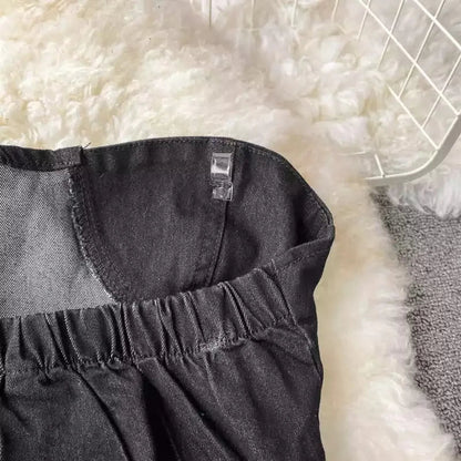 Two Piece Set Denim  Short Strapless Bra Top Retro Denim Shorts Periwinkley Shop