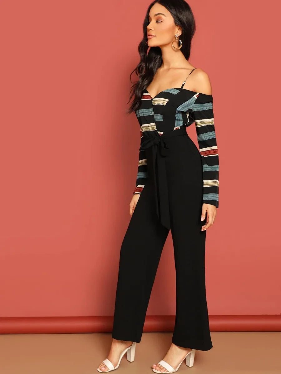 Cold Shoulder Surplice Leg Jumpsuit Periwinkley Shop