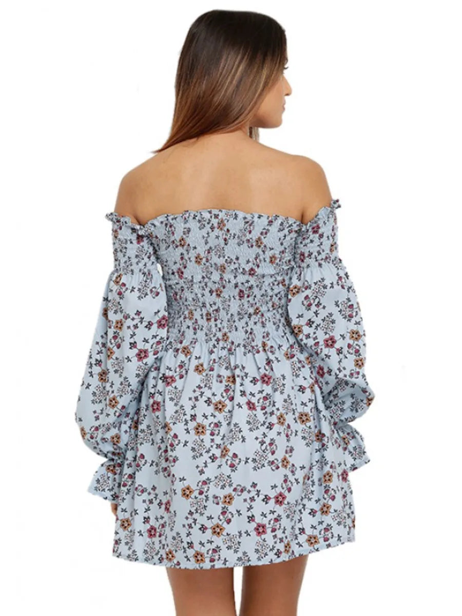Smoked Floral Off Shoulder Dress Periwinkley Shop