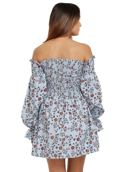 Smoked Floral Off Shoulder Dress Periwinkley Shop