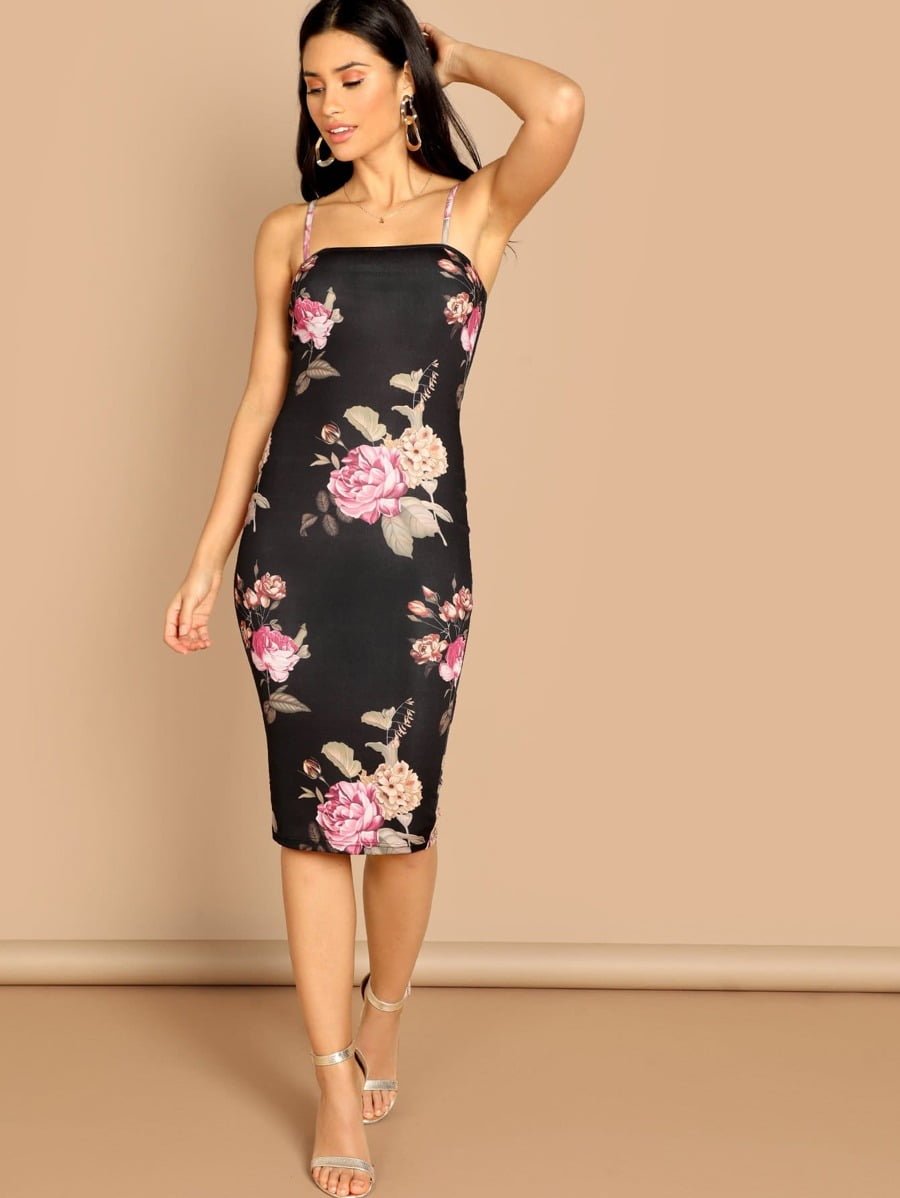 Floral Print Cami Midaxi Dress Periwinkley Shop