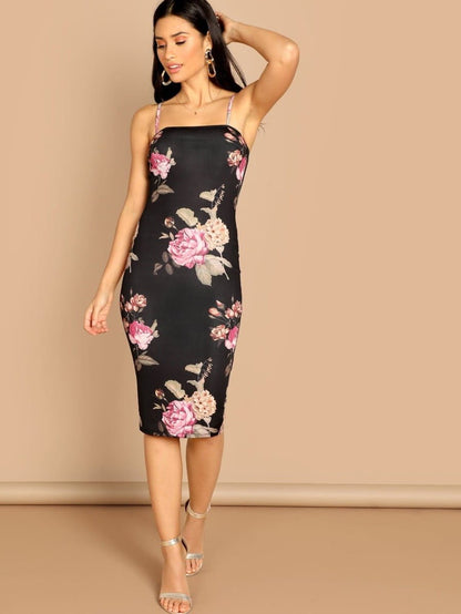 Floral Print Cami Midaxi Dress Periwinkley Shop