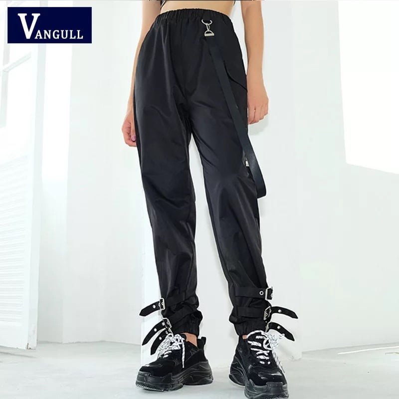 Side Ribbon Cargo Pants Buckle Leg Casual Sweatpants Periwinkley Shop