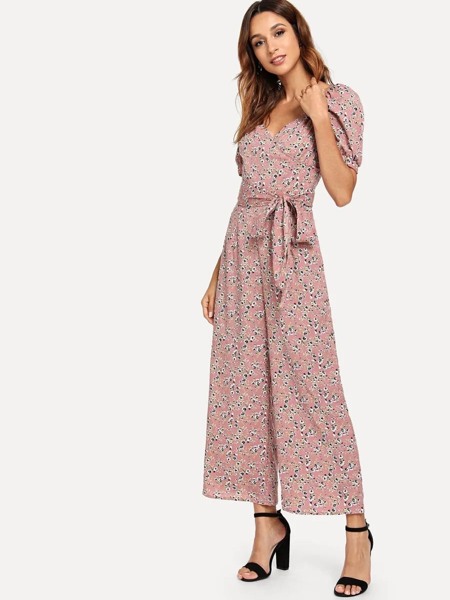 Daisy print wide leg jumpsuit Periwinkley Shop