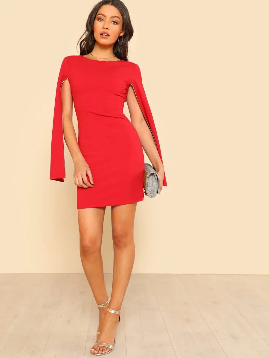 Contrast Tipping Cloak Sleeve Dress Periwinkley Shop