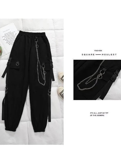 Side Pocket Ribbon Belt Strap Cargo streetwear pant Periwinkley Shop