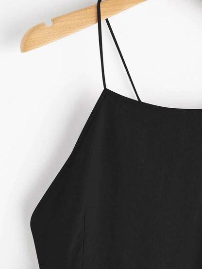 Criss Cross Lace Up Open Back Cami Dress Periwinkley Shop