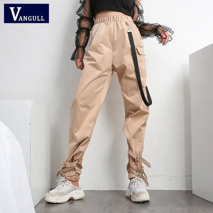 Side Ribbon Cargo Pants Buckle Leg Casual Sweatpants Periwinkley Shop