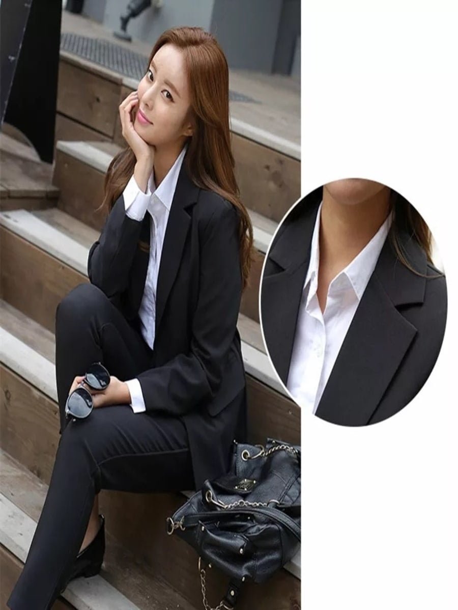 Solid Blazer Jacket & Trousers Suit Periwinkley Shop