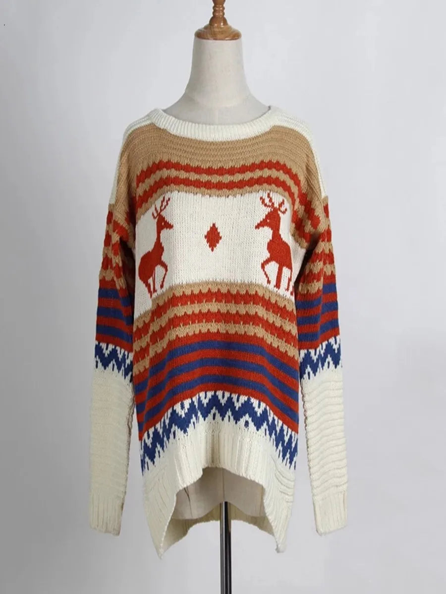Deer Printing long-sleeved Sweaters Pullovers Periwinkley Shop