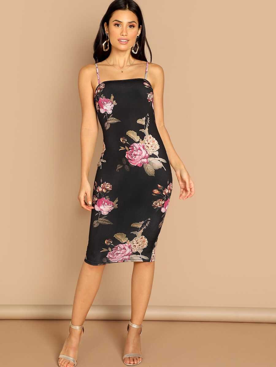 Floral Print Cami Midaxi Dress Periwinkley Shop