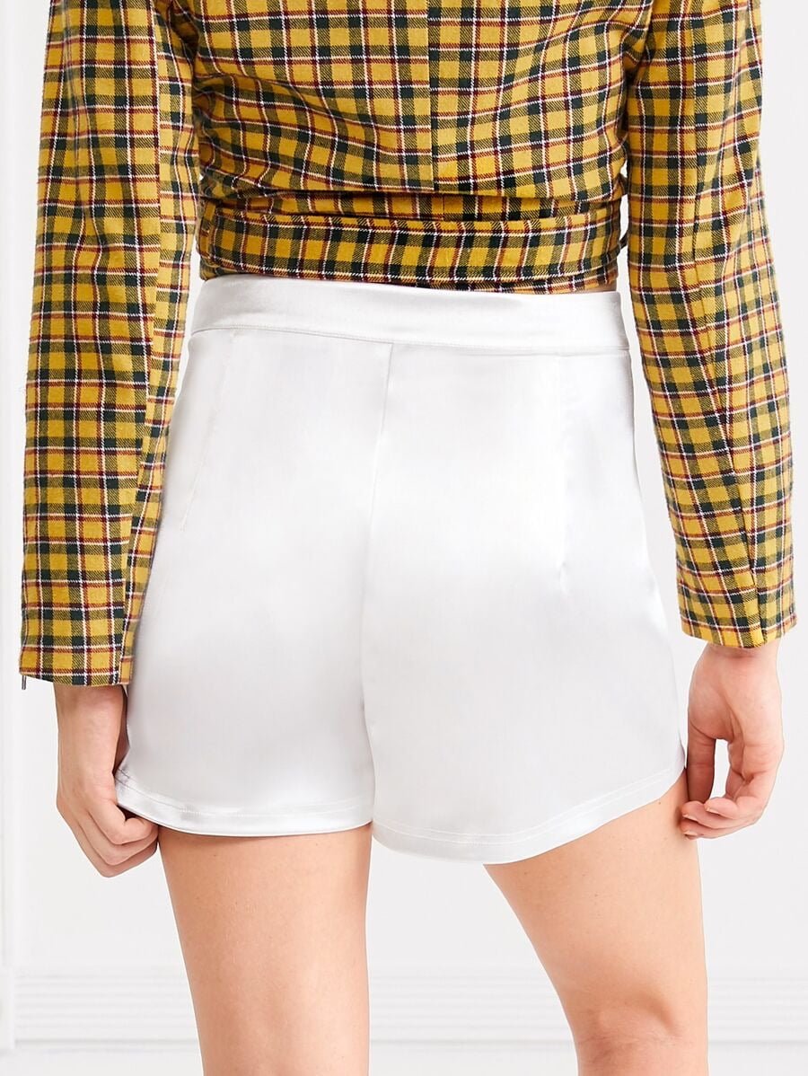 Button Detail Fold Pleat Front Shorts Periwinkley Shop