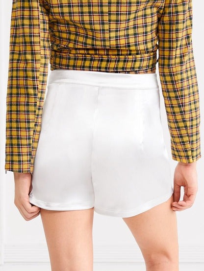 Button Detail Fold Pleat Front Shorts Periwinkley Shop