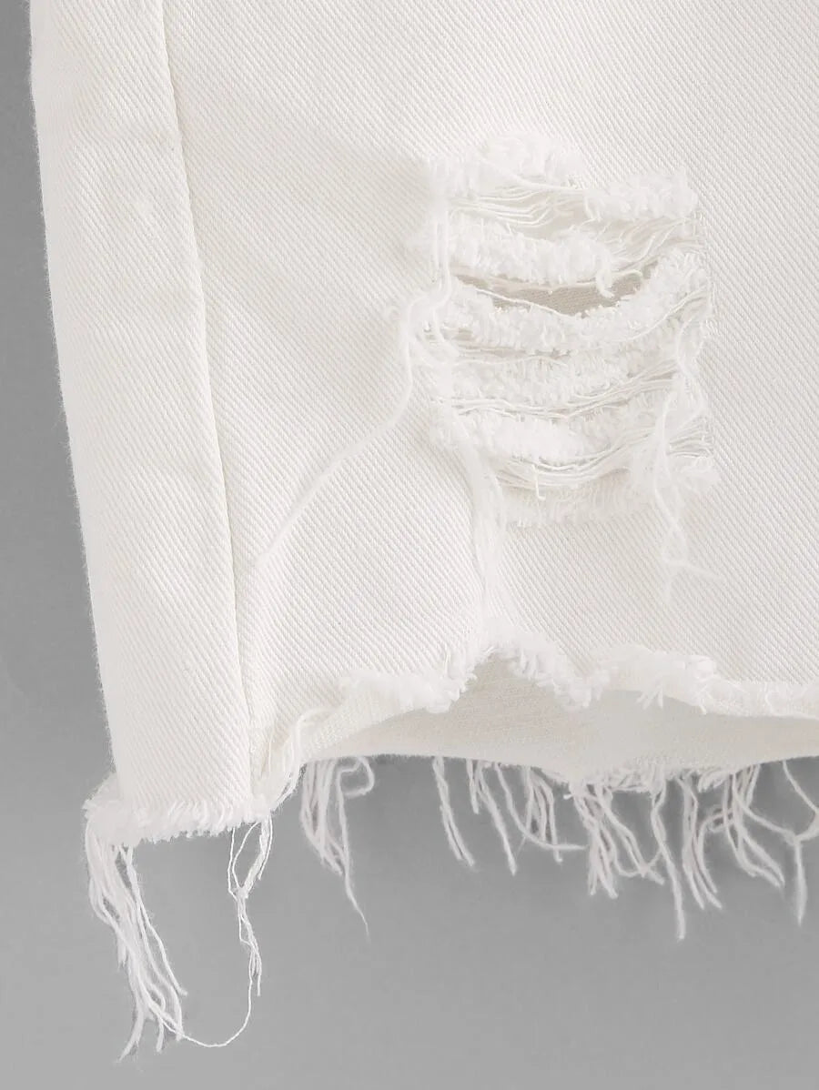 Distressed Ripped denim shorts Periwinkley Shop