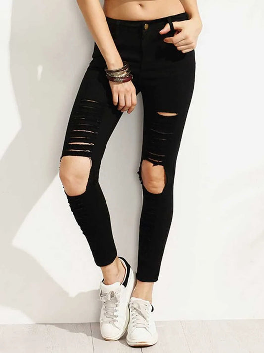 Distressed Skinny Ankle Jeans Periwinkley Shop