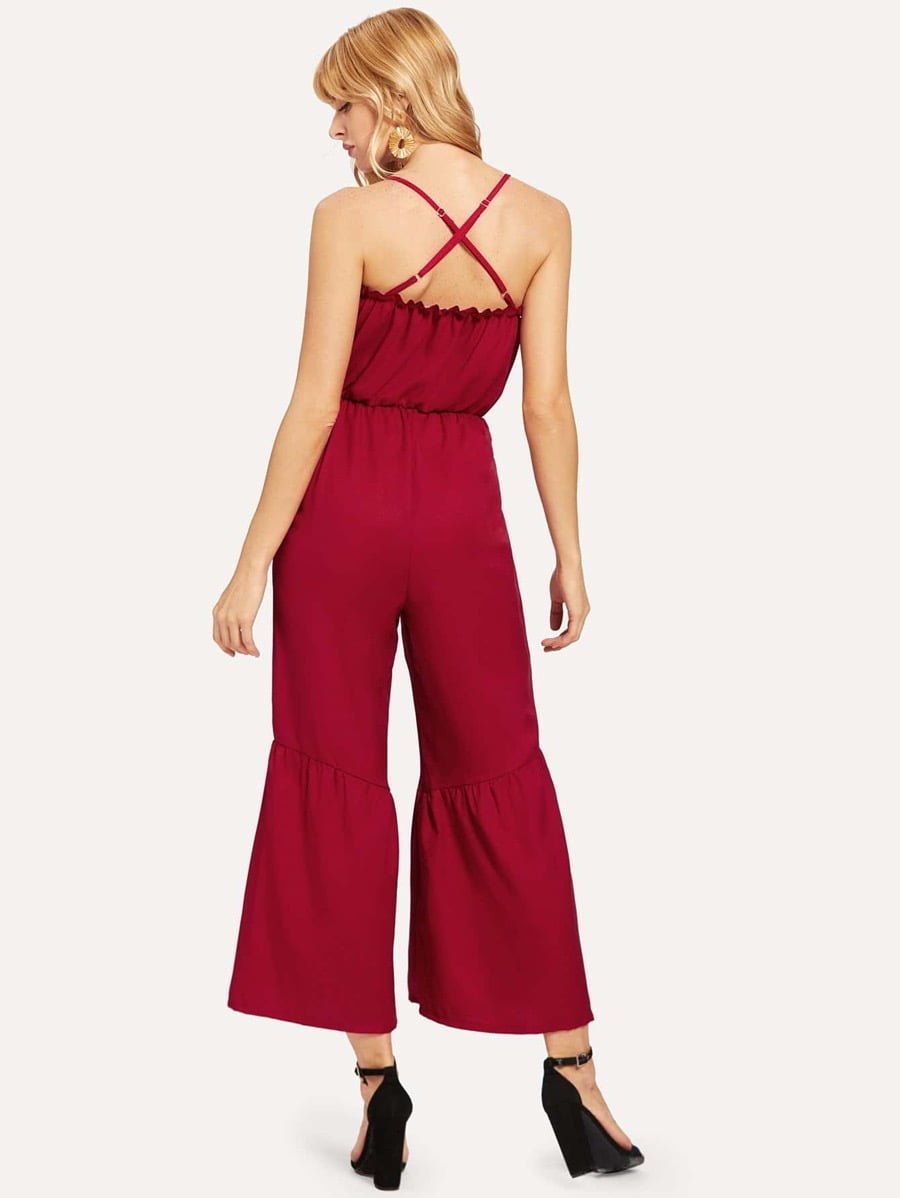 Criss Cross Back Frill Cami Jumpsuit Periwinkley Shop