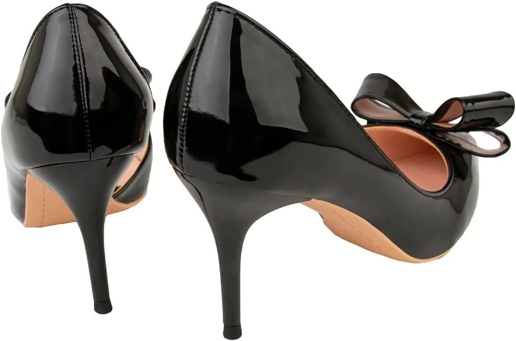 Black Bow Side Hollow High Heels