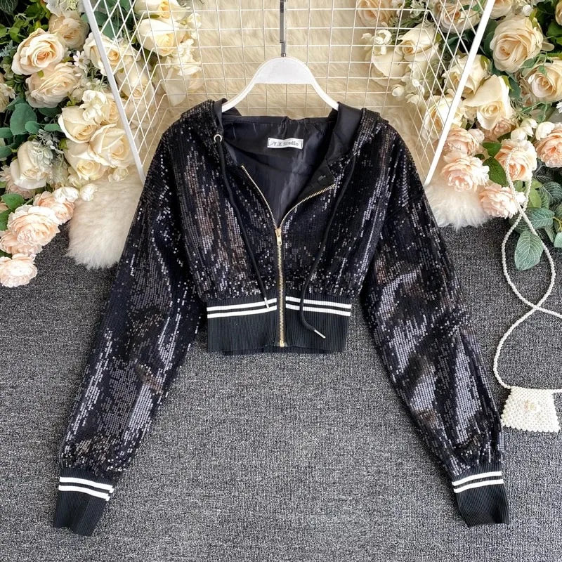 Bling Bling Sequined Short Design Summer Jacket Periwinkley Shop