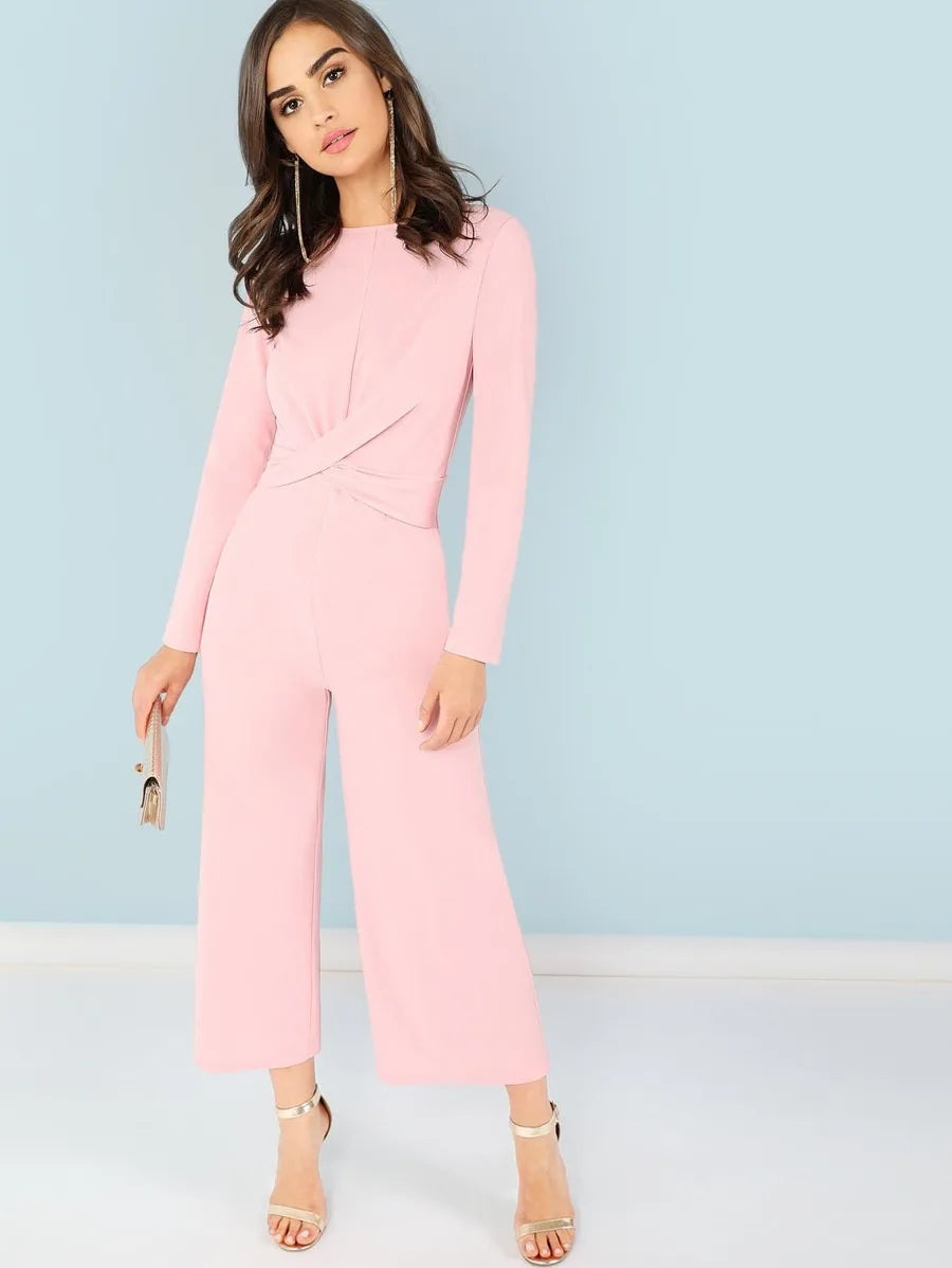 Cross wrap front wide leg jumpsuit Periwinkley Shop