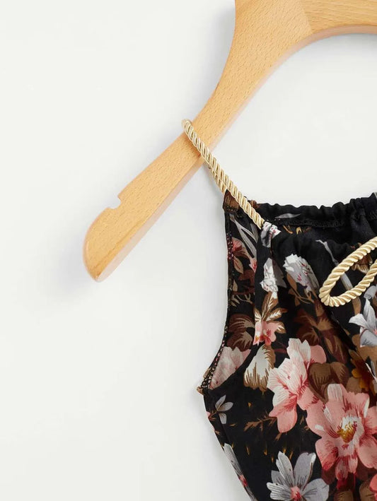 Tie neck Floral print cami dress Periwinkley Shop