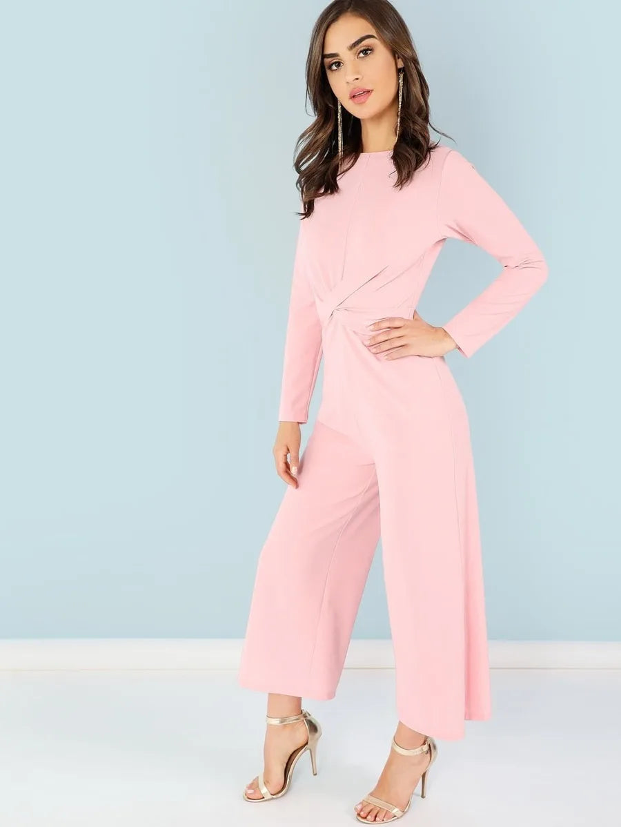 Cross wrap front wide leg jumpsuit Periwinkley Shop