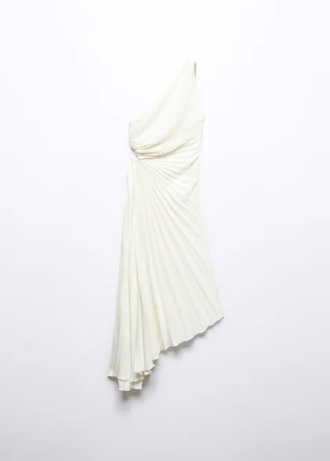 Asymmetrical pleated dress - White Periwinkley Shop