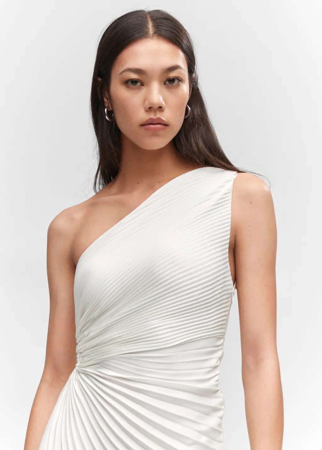 Asymmetrical pleated dress - White Periwinkley Shop