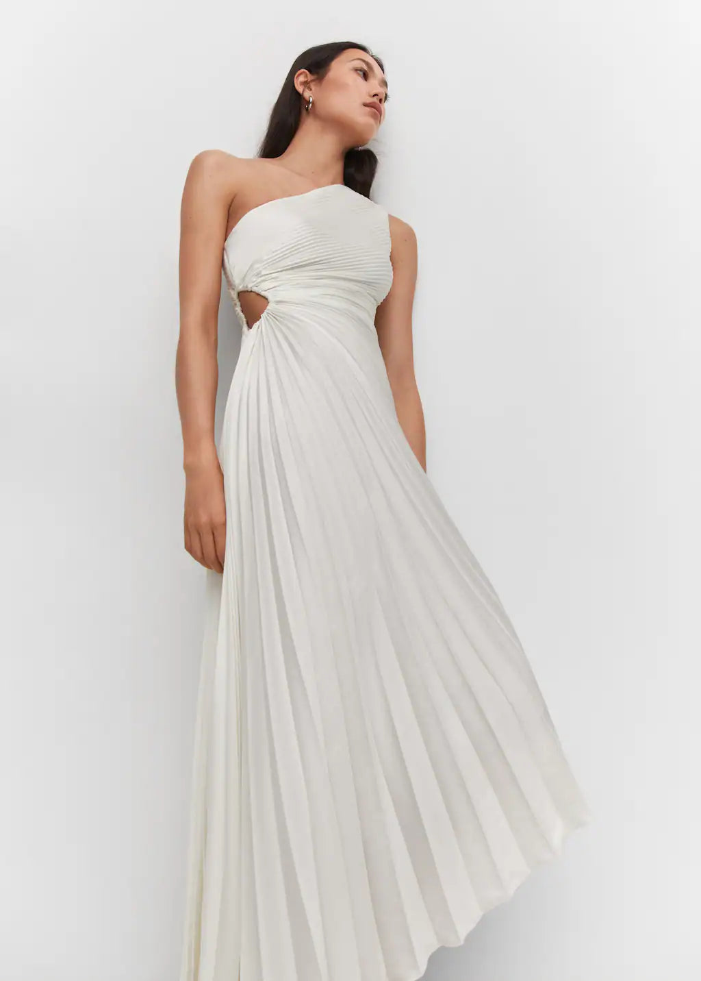 Asymmetrical pleated dress - White Periwinkley Shop