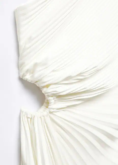 Asymmetrical pleated dress - White Periwinkley Shop
