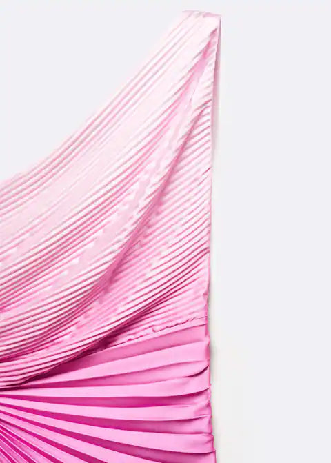 Asymmetrical pleated dress - Gradient Pink Periwinkley Shop