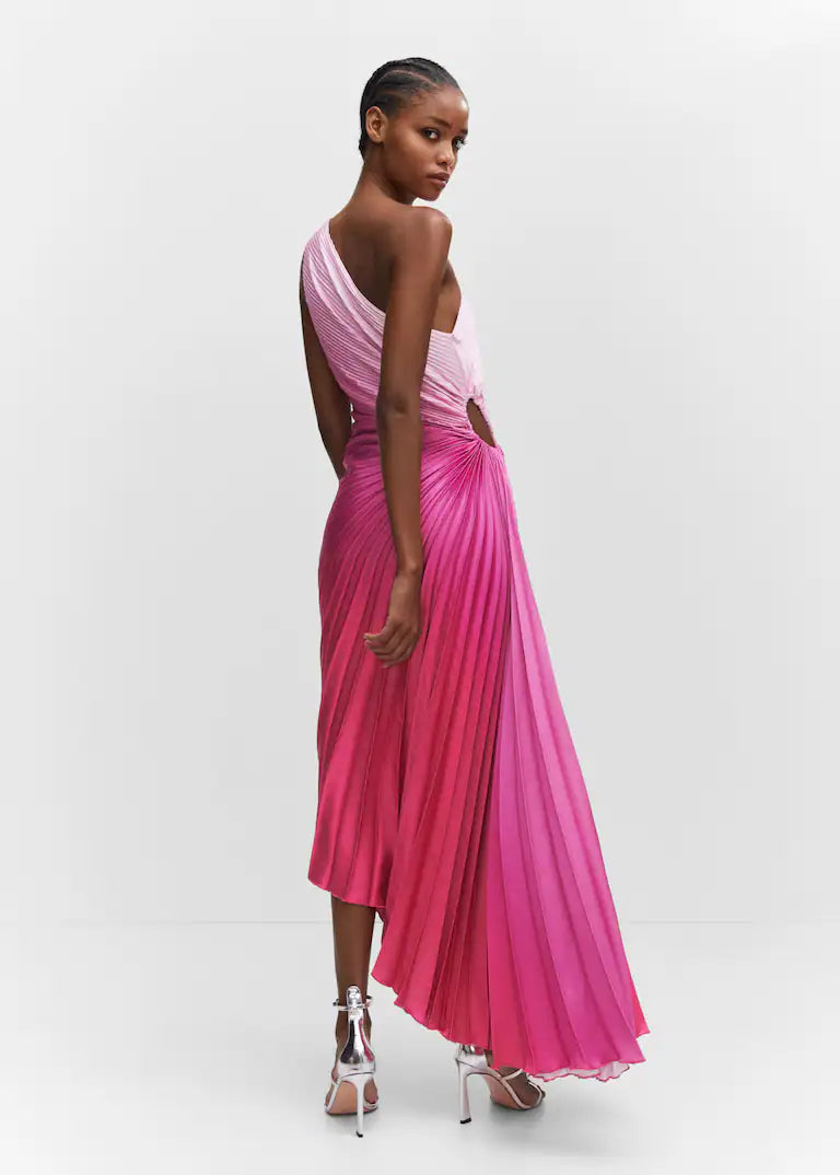 Asymmetrical pleated dress - Gradient Pink Periwinkley Shop
