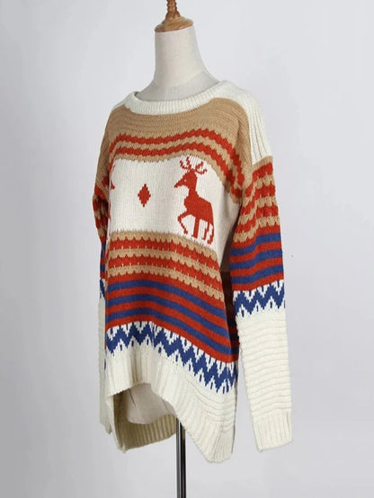 Deer Printing long-sleeved Sweaters Pullovers Periwinkley Shop