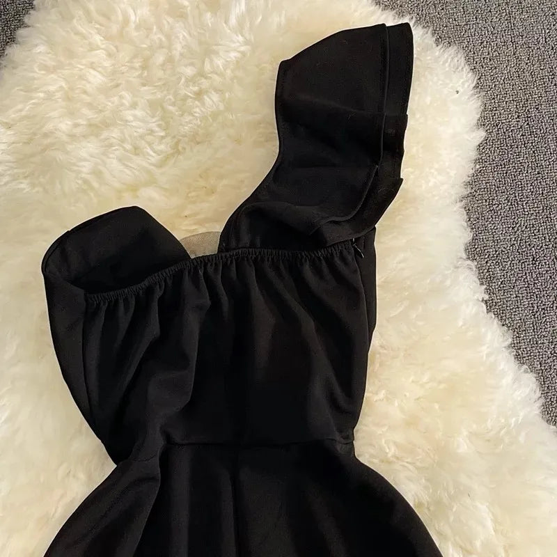 Vestidos Neploe One Shoulder Dress-Black Periwinkley Shop