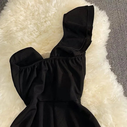 Vestidos Neploe One Shoulder Dress-Black Periwinkley Shop