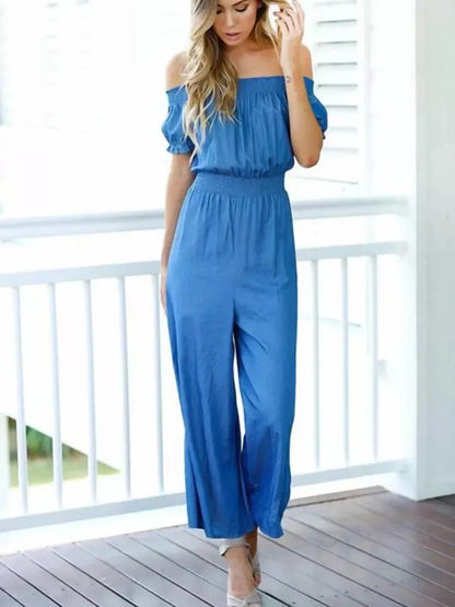 Women  Slash Neck Collar Jumpsuit Periwinkley Shop