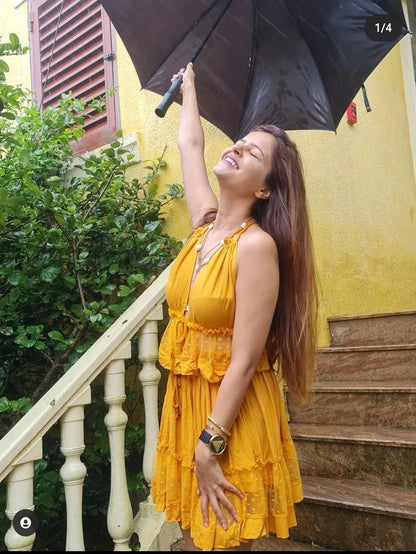 Dot Mesh Insert Crop Top & Frill Detail Shorts Set Periwinkley Shop