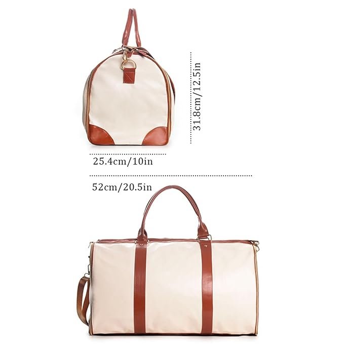 minimalist duffel bag double handle - White  striped Periwinkley Shop