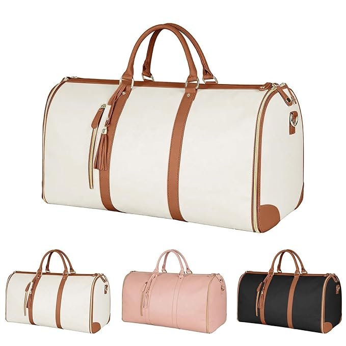 minimalist duffel bag double handle - White  striped Periwinkley Shop