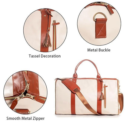 minimalist duffel bag double handle - White  striped Periwinkley Shop