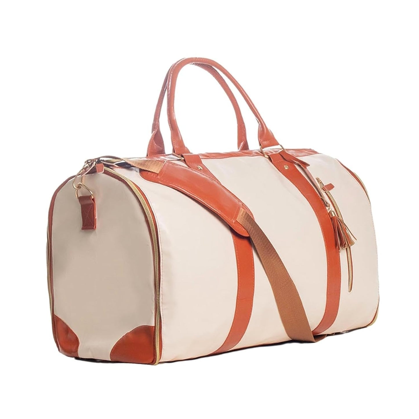 minimalist duffel bag double handle - White  striped Periwinkley Shop