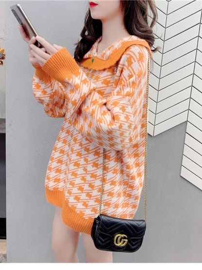 Doll collar style loose Korean lapel sweater trend Periwinkley Shop