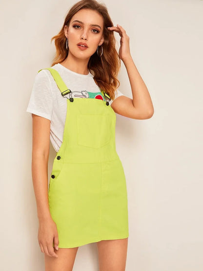 Pocket Detail Denim Overall Dress Periwinkley Shop