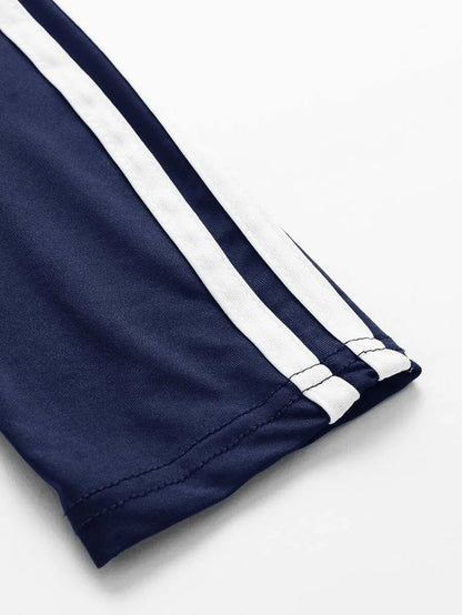 Contrast striped tape  side top with pants Periwinkley Shop