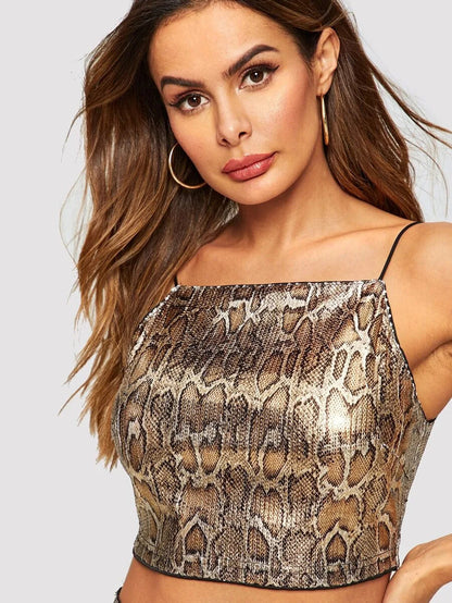 Leopard Print Crop Cami Top & Skirt Set Periwinkley Shop