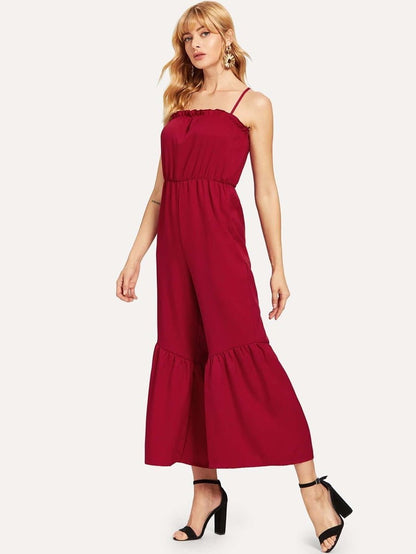 Criss Cross Back Frill Cami Jumpsuit Periwinkley Shop