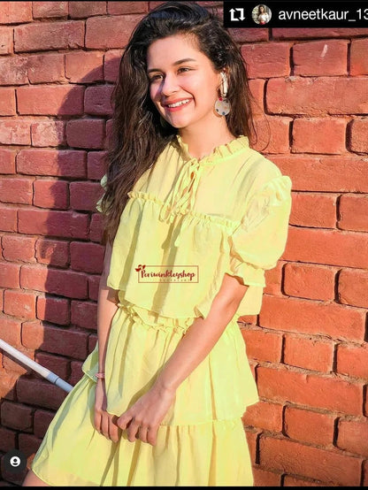 Tie Neck Frilled Trim Layered Ruffle Dress Periwinkley Shop